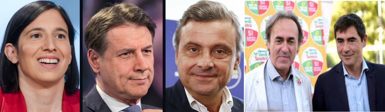 Ely Schlein, Giuseppe Conte, Carlo Calenda, Angelo Bonelli e Nicola Fratoianni